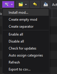 Установка мода через инструменты Mod Organizer 2